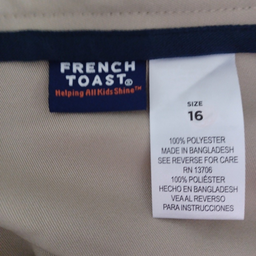 French Toast Girls Khaki Pleated School Uniform Skirt Size 16 Adjustable Waist - Picture 2 of 8